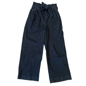 A New Day high waist paperbag dark blue denim wide leg crop jean, size 2